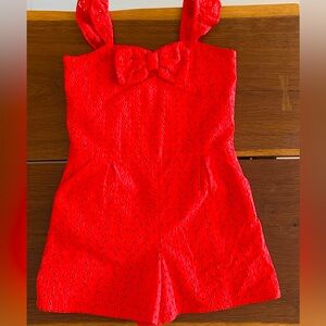 Janie and Jack red lace romper girls size 12